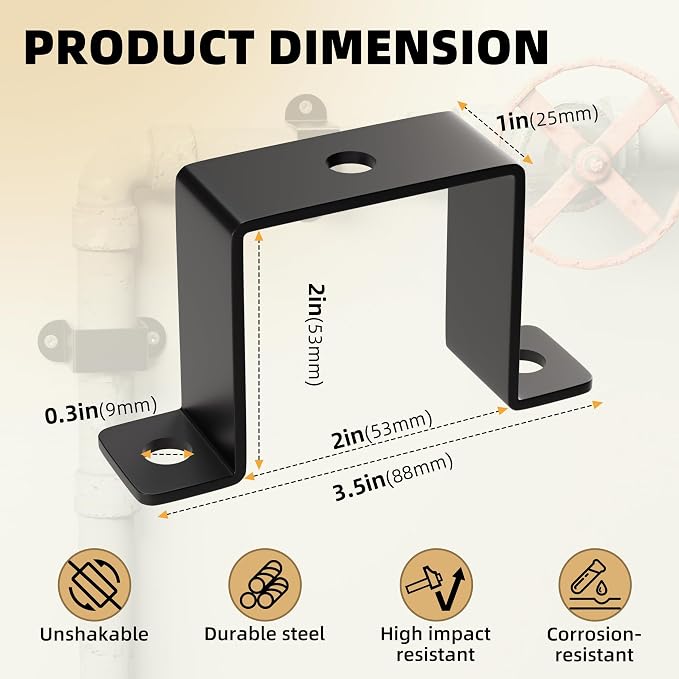 3 Pack 2x2 Square Tube Strap Clamps, U Brackets - Image 2