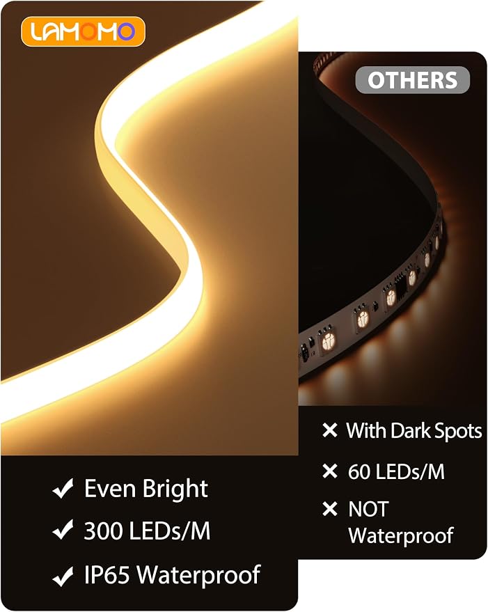 Lamomo COB LED Strip Lights Pro, 16.4Ft Warm White Dimmable Self-Adhesive Led - Image 9