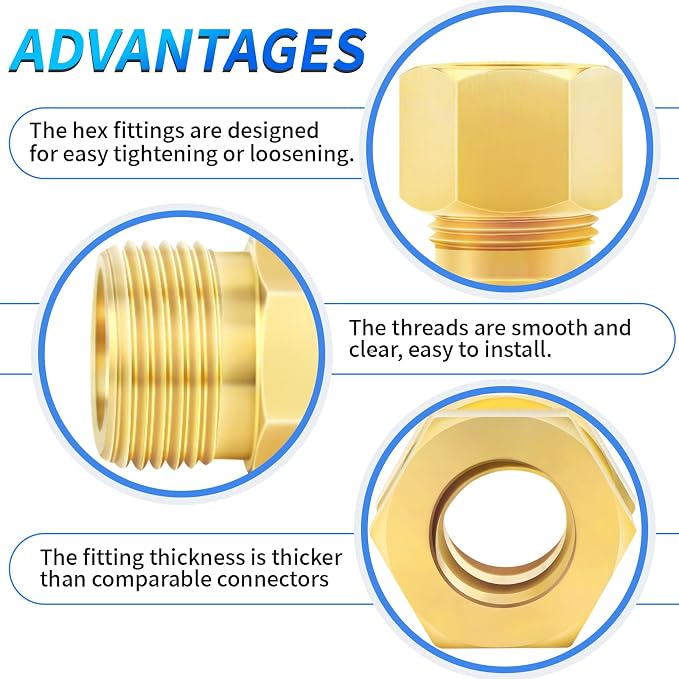 ChillWaves Brass Compression Tube Fitting, 1/8" OD x 1/8" OD Compression Union - Image 4