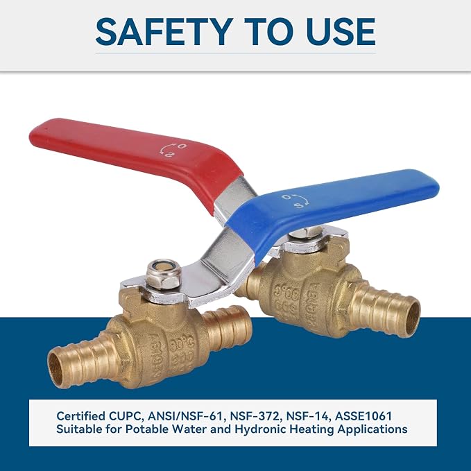 10-Pack GUOFIS 1/2-Inch PEX Crimp Full Port Ball Valve | 1/4 Turn Hot and Cold - Image 2