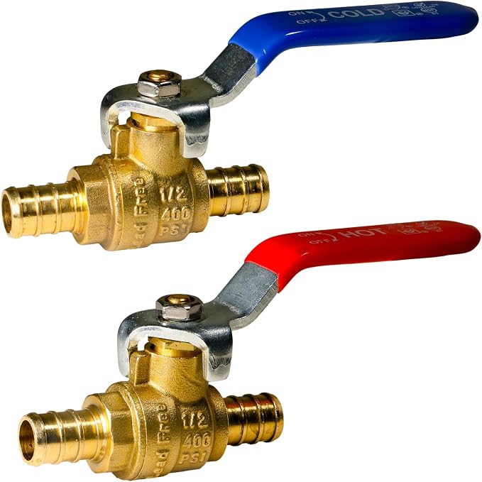 2 Pack XFITTING 1/2" Pex Ball Valve Hot and Cold Handle - Image 2