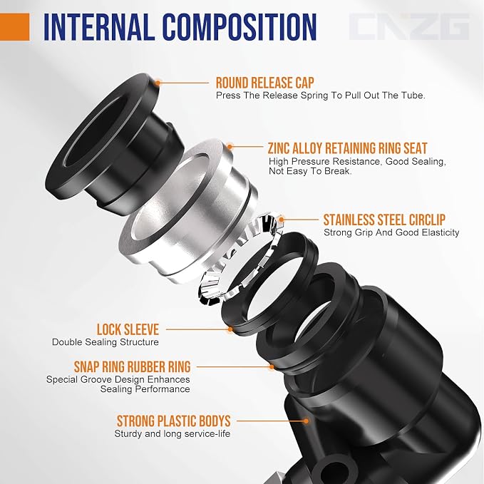 3/8 Push to Connect Fittings npt Thread to 1/4 Air Line Quick | Pneumatic - Image 3