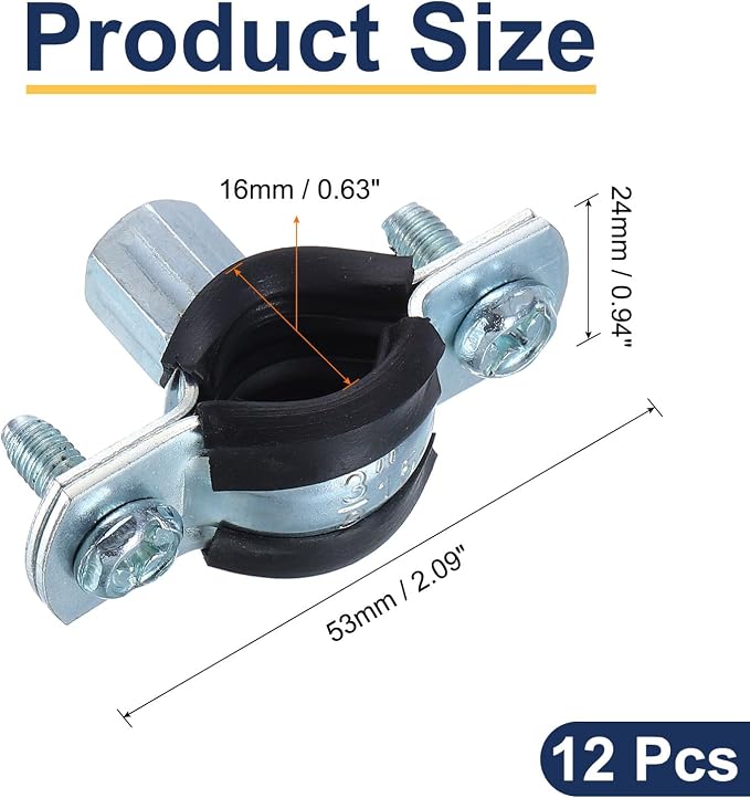 uxcell 12 Pcs Split Ring Pipe Hanger, 16mm/0.6inch Adjustable Pipe Bracket - Image 2
