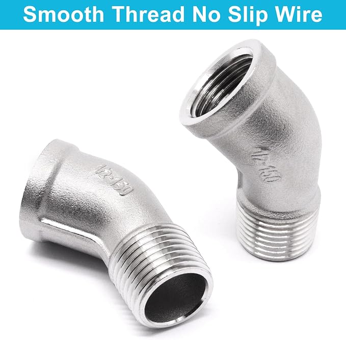 2PCS 45 Degree Elbow Fittings, 1/2" NPT Male Pipe to 1/2" NPT Female 304 - Image 5