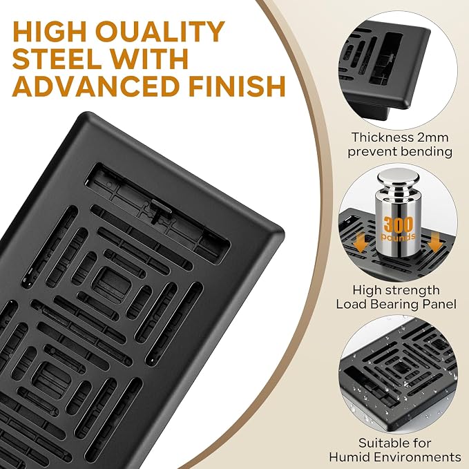 Floor Vent Covers 4x10, Floor Register Heavy Duty Steel Walkable Floor Vents - Image 3