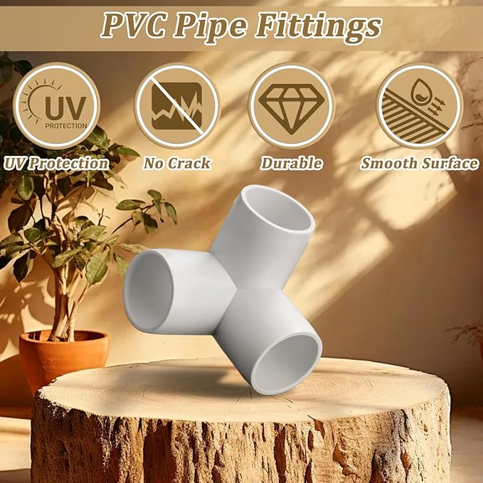 20-Pack 1/2" 3 Way PVC Fittings, Furniture Grade Pipe Fittings 3 Way - Image 5