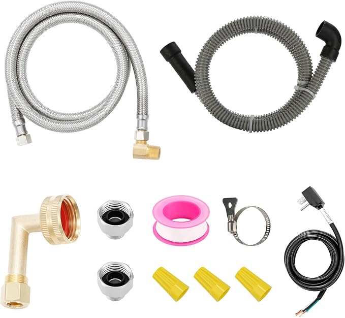 Universal Dishwasher Installation Kit – 6ft Stainless Steel Inlet Hose + 6ft by HOME