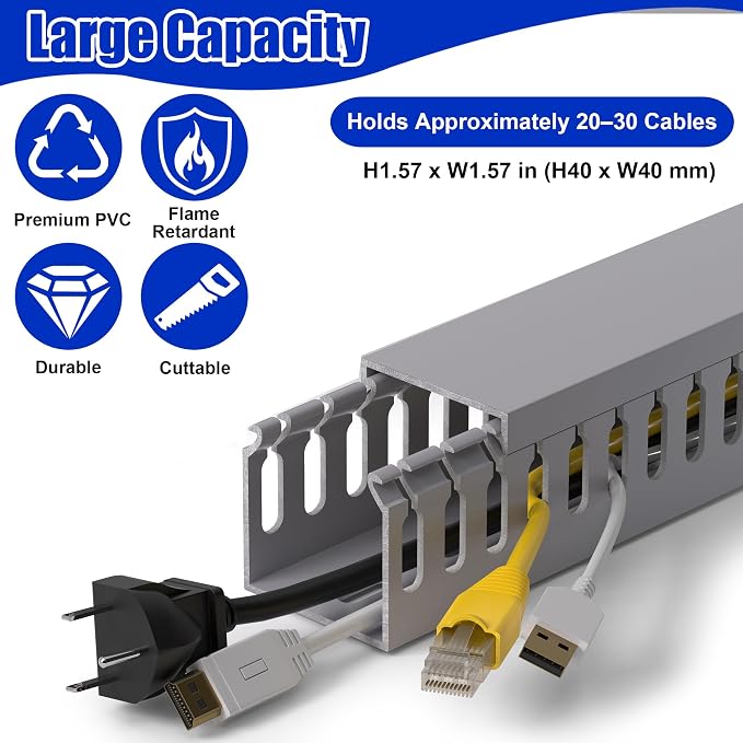 1.6"H x 1.6"W Cable Raceway, 99in Under Desk Wire Management Channel, 16.5in - Image 4
