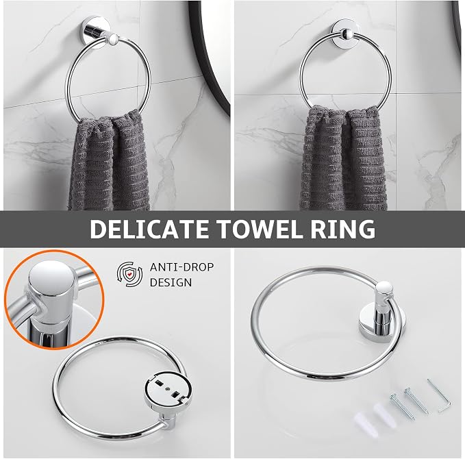 BGL Bathroom Hardware Set Chrome Bathroom Accessory Set Towel Bar 8 Pieces Set - Image 3