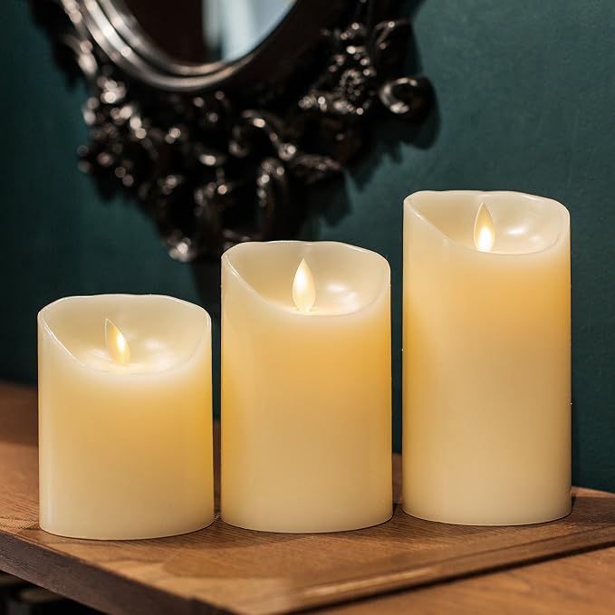AKU TONPA Flameless Candles Battery Operated Pillar Real Wax Electric LED - Image 4