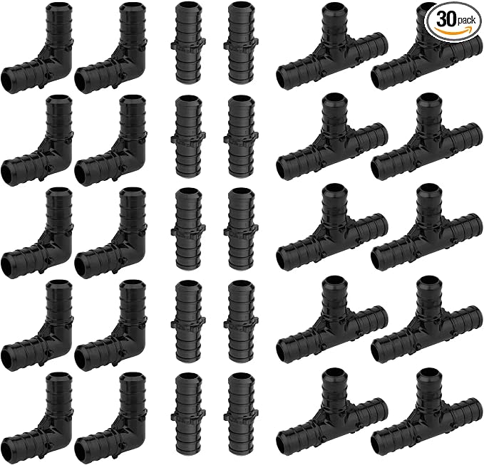 30 Piece EFIELD 1/2" Poly PPSU Barb Crimp Pex Fittings Combo | by EFIELDPEXTUBING