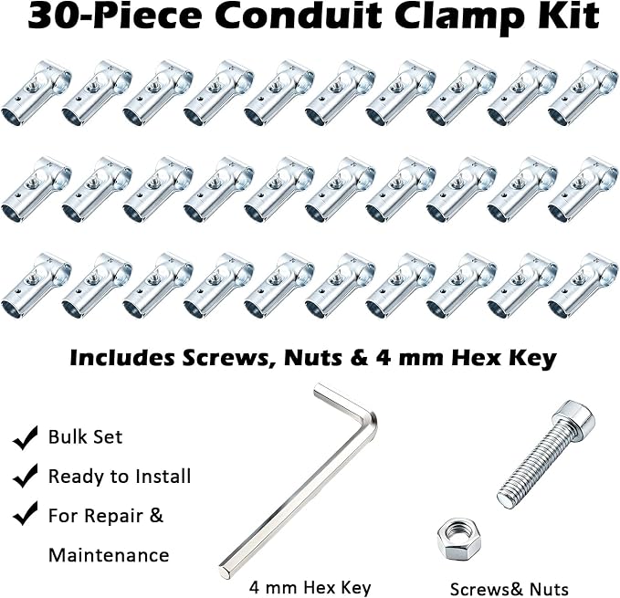 30 Pcs T Maker Pipe Connectors Tee Clamps Fits Emt Conduit, 1/2" | Zinc Plated - Image 2