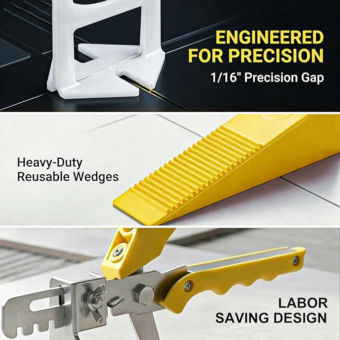 Tile Leveling System with Tile Pliers and Hammer, 600 Piece Tile Spacers 1/8 - Image 8
