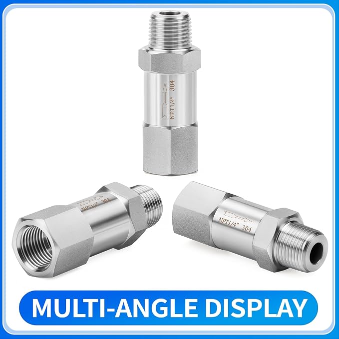 ChillWaves 304 Stainless Steel In-Line Split Check Valve 1/4" NPT Male x 1/4" - Image 3