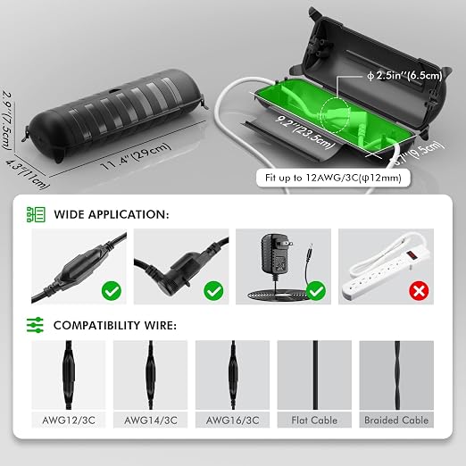 RESTMO Outdoor Extension Cord Cover, IP44 Waterproof Electrical Box | - Image 2