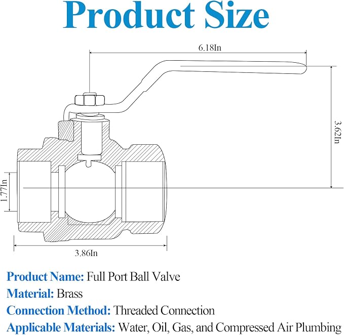 WiseWater 2" NPT Full Port Brass Ball Valve, UPC Certified, 600 WOG, Plumbing - Image 2