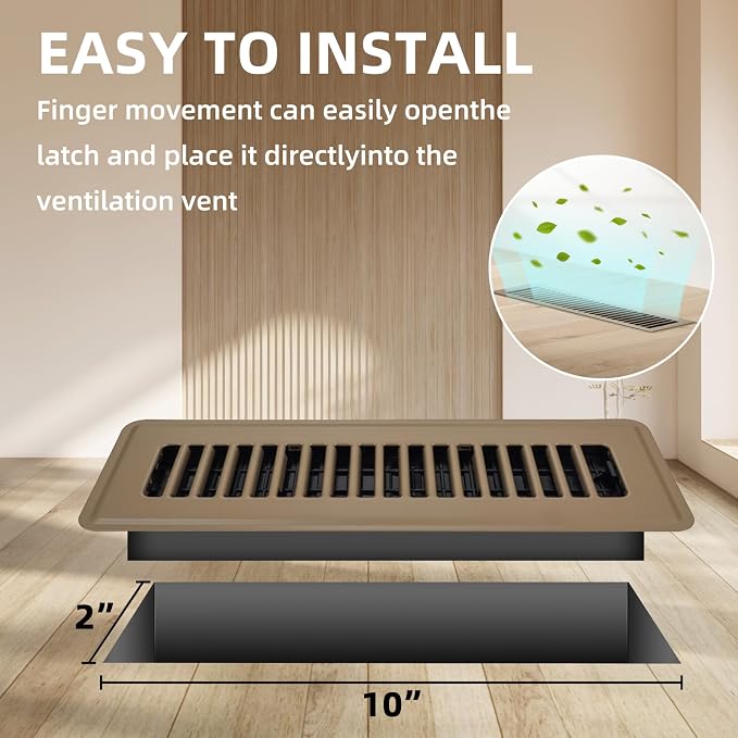 Floor Register 2x10, 6 Pack Brown Floor Vent Covers - Image 2