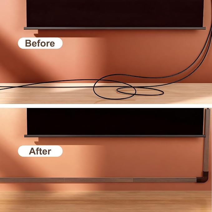 Yecaye Cord Covers for Wires on Wall, W0.95in H0.55in, Cherry | TV Cord Hider - Image 5
