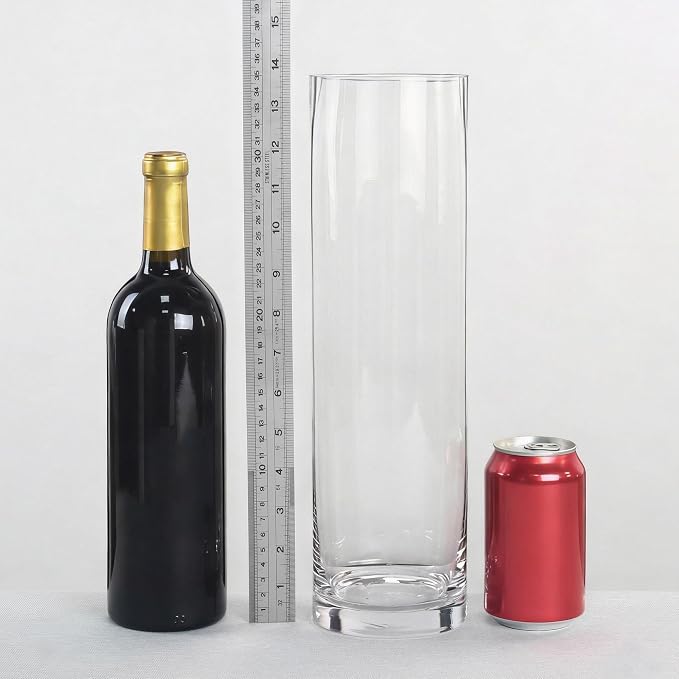 CYS Excel Tall Clear Glass Cylinder Vase | Multiple Size Choices Glass Flower - Image 3