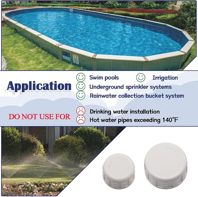 12PCS 1/2inch White PVC Female Thread Pipe End Cap Plug Adapter Sprinkler Caps - Image 6