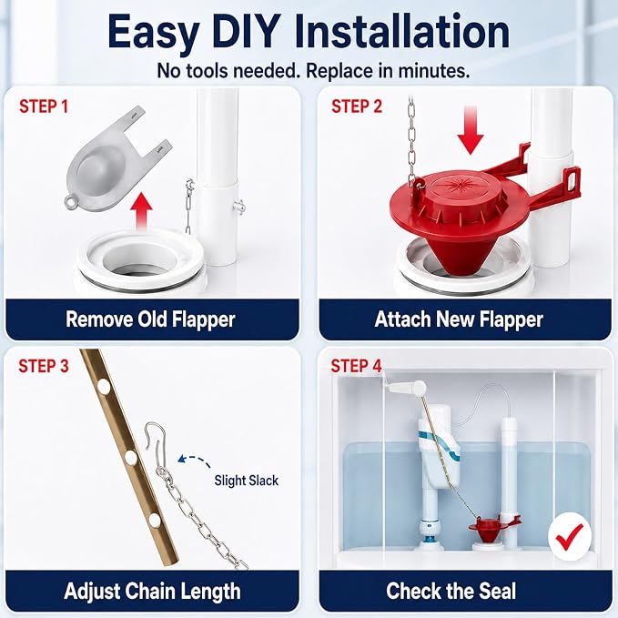 2-Inch Toilet Flapper Replacement Kit, Universal Flush Valve Flapper - Image 6