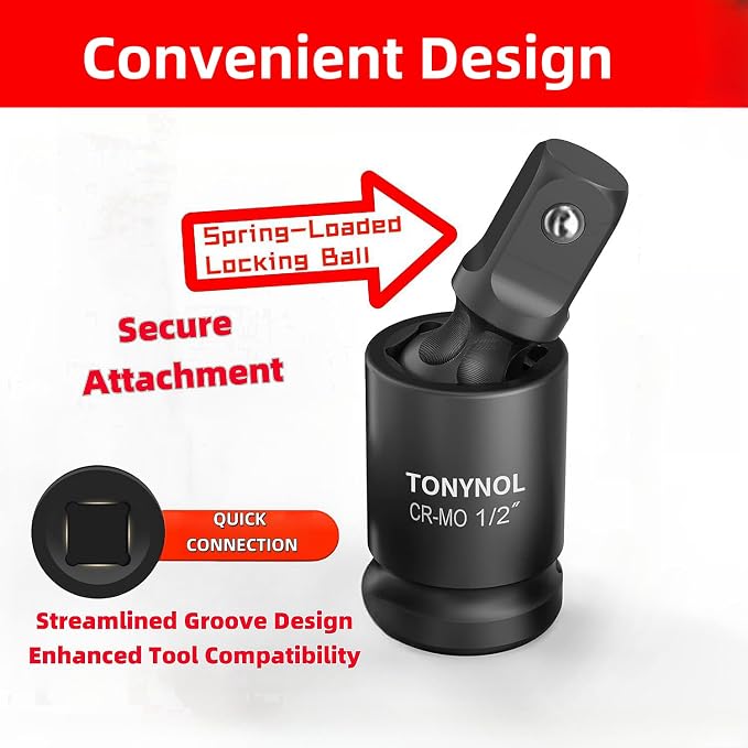 TONYNOL Universal Joint Swivel Socket Adapter, 3/4" Drive | Impact Grade - Image 3