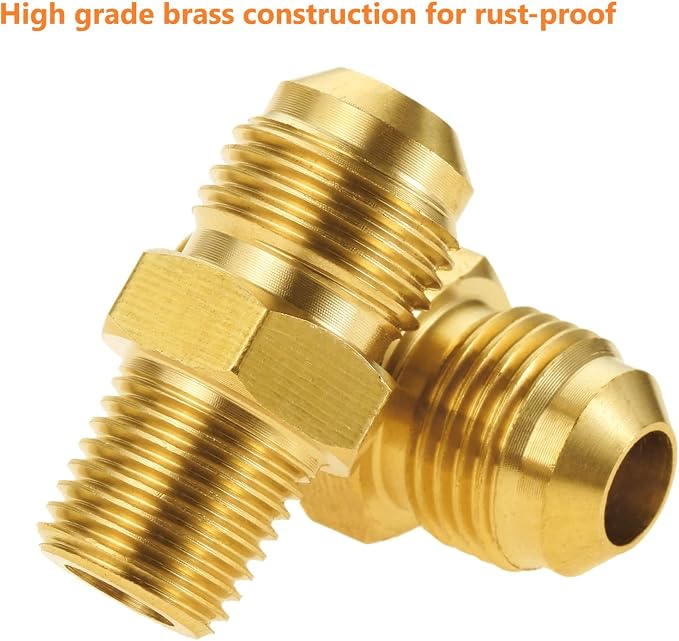 2pcs Brass Tube Fitting, Half-Union Connector 3/8" Flare x 1/4" NPT Male Pipe - Image 3