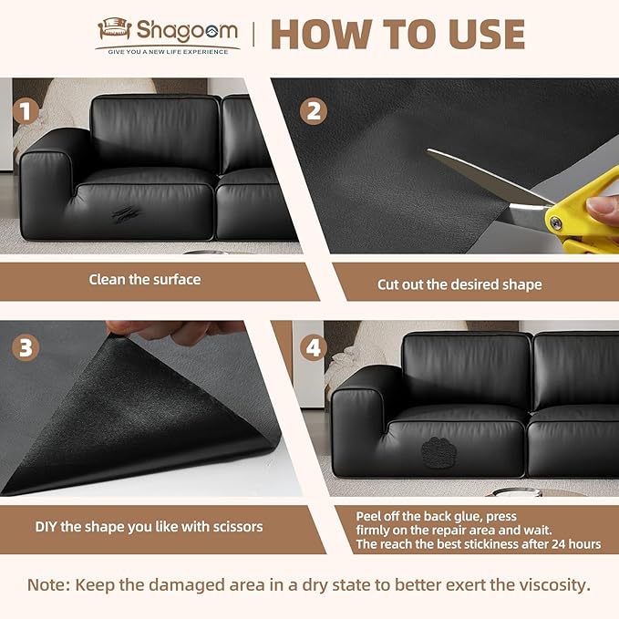Shagoom Leather Repair Kits, Large Vinyl Repair Patch - Image 5