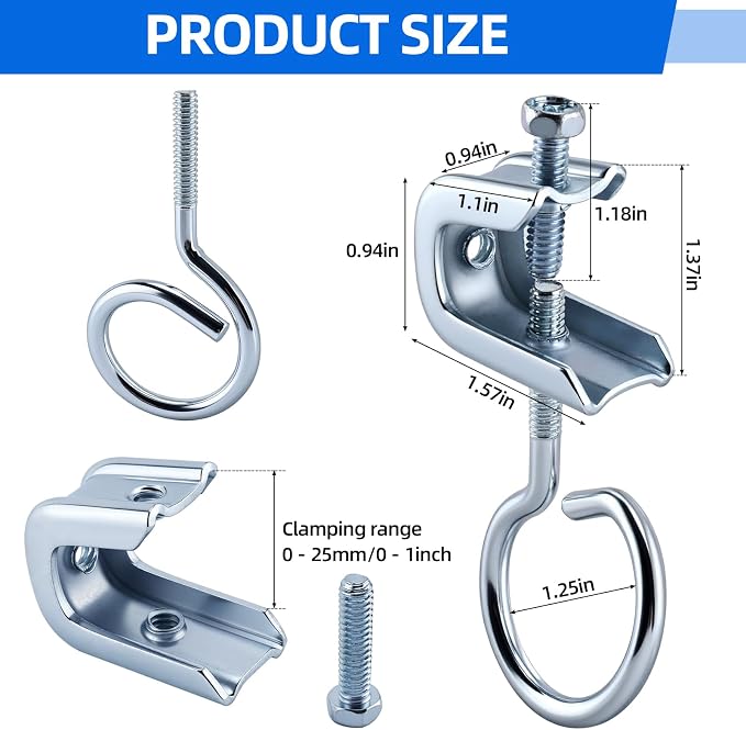 50 Set Beam Clamp 1/4" x 20 Steel Small C Clamps - Image 2