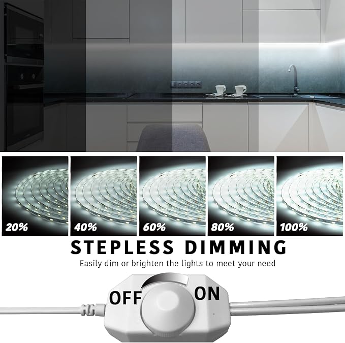 dalattin White LED Strip Lights 50ft Dimmable Bright 24V Led Light Strip 6500K - Image 3