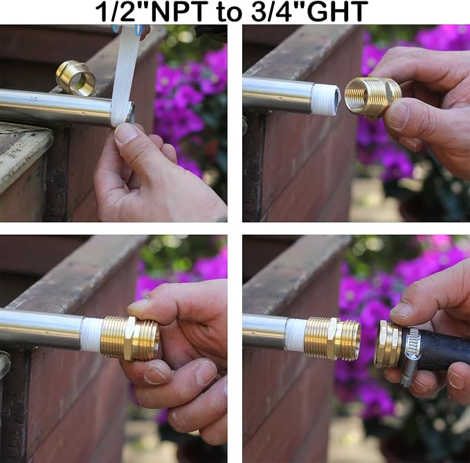 3/4 NPT to 3/4 GHT Garden Hose Adapter - Image 3