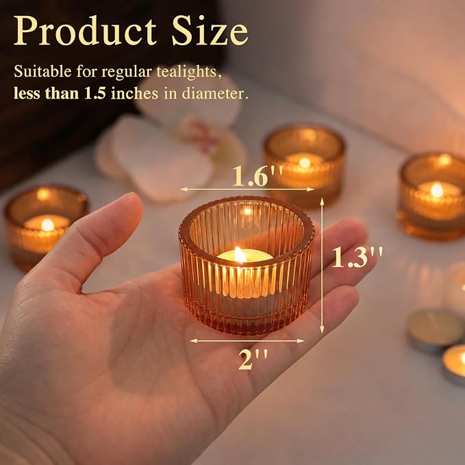 4 Pack Tealight Gold Candle Holders, Votive Tea Light Candle Holder Glass | - Image 2