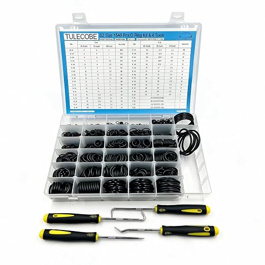 32 Size 1540 Pcs Universal Metric Nitrile Rubber O Ring Assortment Kit & 4 Tools - Image 6