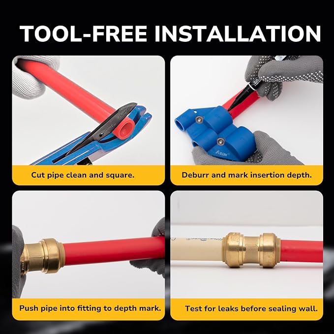1/2" Push Fit End Cap, Push to Connect Brass Plumbing Fitting, Durable Push Cap - Image 5
