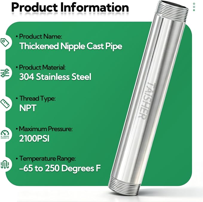 2pcs Thickened Nipple Cast Pipe 3/4" NPT Male - Image 3
