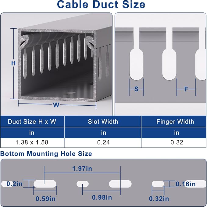1.4"H x 1.6"W Cable Raceway, 66in Under Desk Wire Management Channel, 16.5in - Image 2