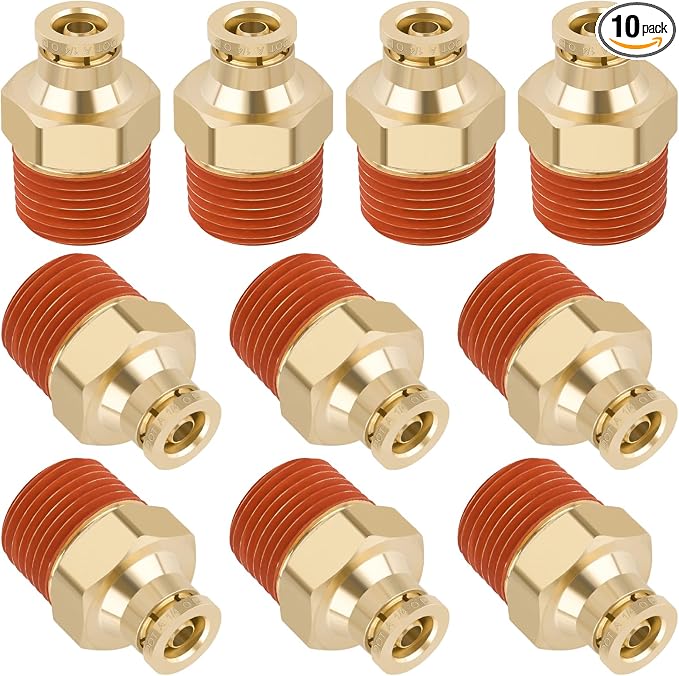 DOT Approved Male Straight Brass Union 1/4" Tube x 3/8" NPT, Quick Connect Union by BOERAY