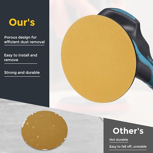 HARFINGTON 50 Pcs 6 Inch Sanding Discs 150 Grit Yellow Aluminum Oxide | Hook - Image 4