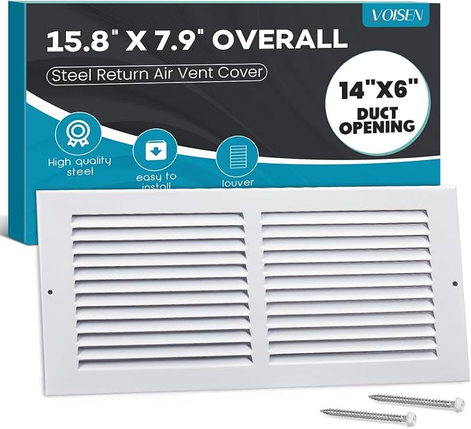 VOISEN Return Air Grille, Fits 14x6 Duct Opening, Steel Return Vent Cover by VOISEN