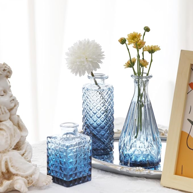 Fixwal Set of 18 Blue Bud Vases - Image 5