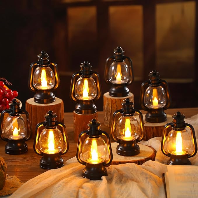 Ferraycle 12 Pcs Mini Lanterns 6 Inch Black Lamp Table Decor | Western Cowboy - Image 2