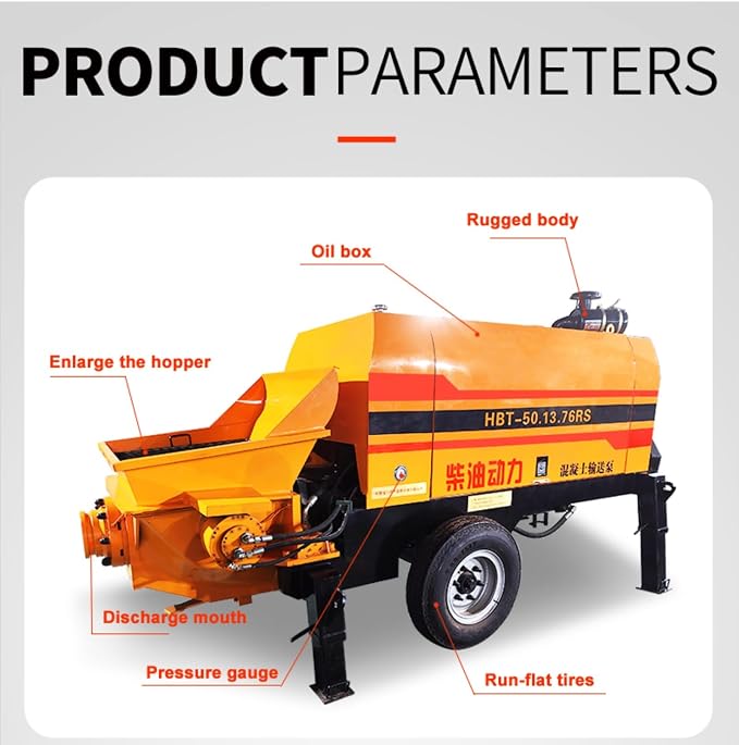 Ready Mix Concrete Pump Small Portable Hydraulic Cement Line Pump Machine | - Image 4