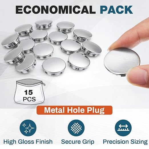Hicarer 15 Pack Fit 1-1/2" Hole Metal Hole Plugs, Nickel-Plated Steel Snap-in - Image 6