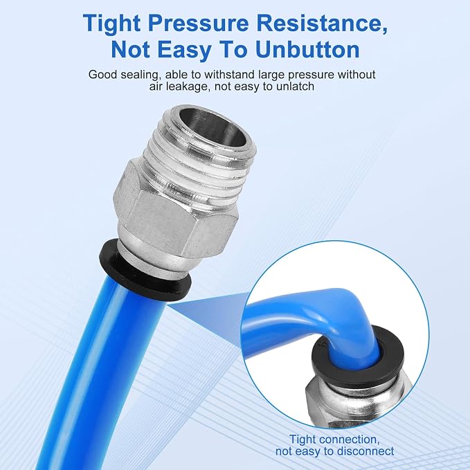 CNAODUN 12 Pcs Push to Connect Fittings 1/4 Inch Tube OD x 1/4 Inch NPT Thread - Image 4