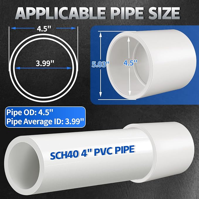 2Pcs White 4 inch PVC Coupling, Socket x Socket, Furniture Build Grade Sch40 - Image 3