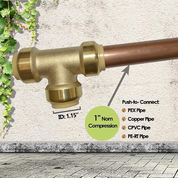 1" Pex fitting Push Fit Plumbing Tee, Push-to-Connect Plumbing Fittings - Image 3