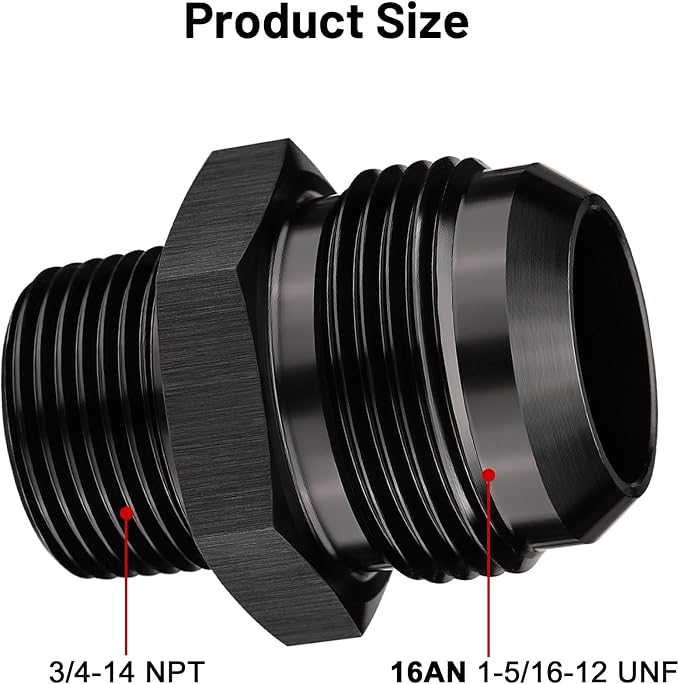 EVIL ENERGY 16AN Male Flare to 3/4" NPT Pipe Fitting Adapter Straight Aluminum - Image 2