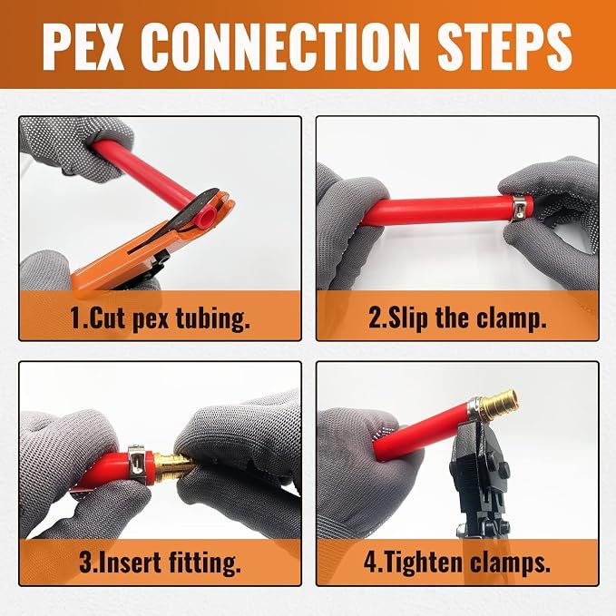 12-Pack 1/2 Inch PEX 90 Degree Elbow + Tee + Coupling | Brass, Crimp Pipe - Image 6
