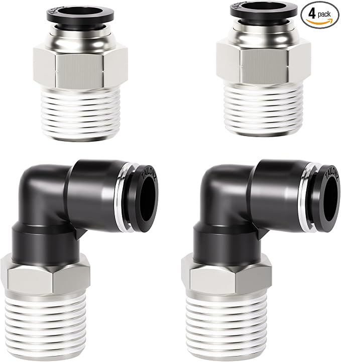 TAILONZ PNEUMATIC Elbow and Straight Combination 1/4 Inch Tube OD x 3/8 Inch by TAILONZPNEUMATIC