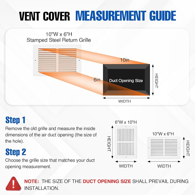 Fancat 10x6 Duct Opening | Steel Return Air Grille | Vent Cover Grill - Image 2